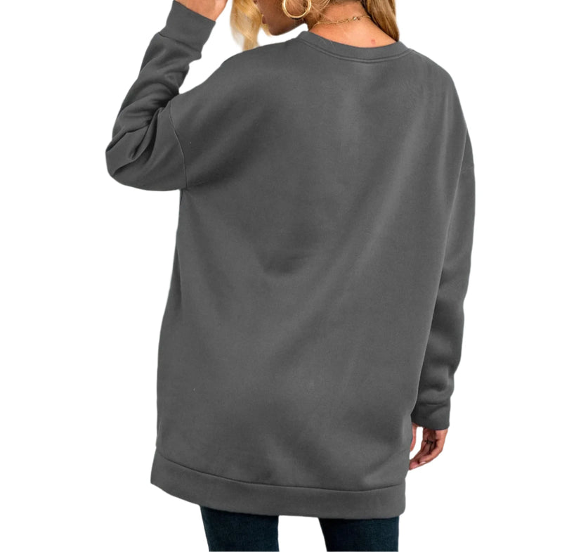 Women O Neck Fleece-line Sweatshirt