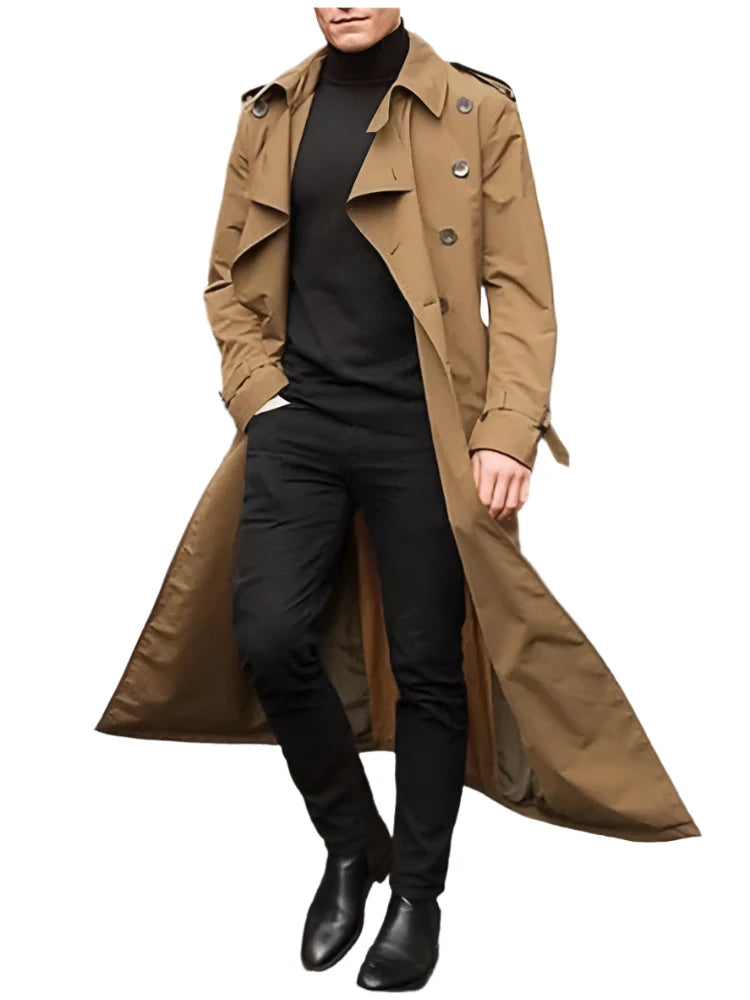 Men's Long Casual Trench Coat