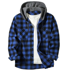 Men's Hooded Plaid Casual Shirt