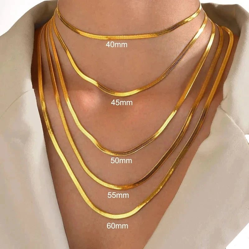 Women Gold Steel Snake Chain Necklace