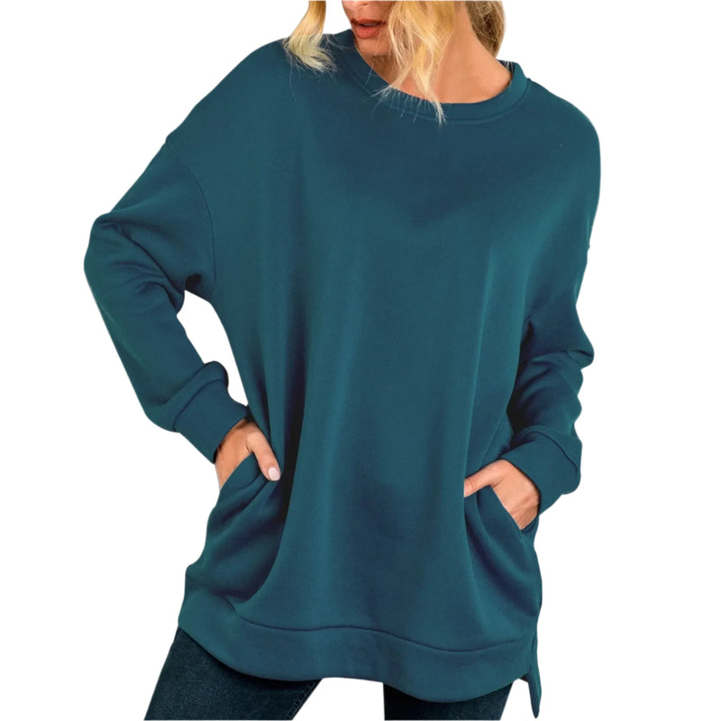 Women O Neck Fleece-line Sweatshirt