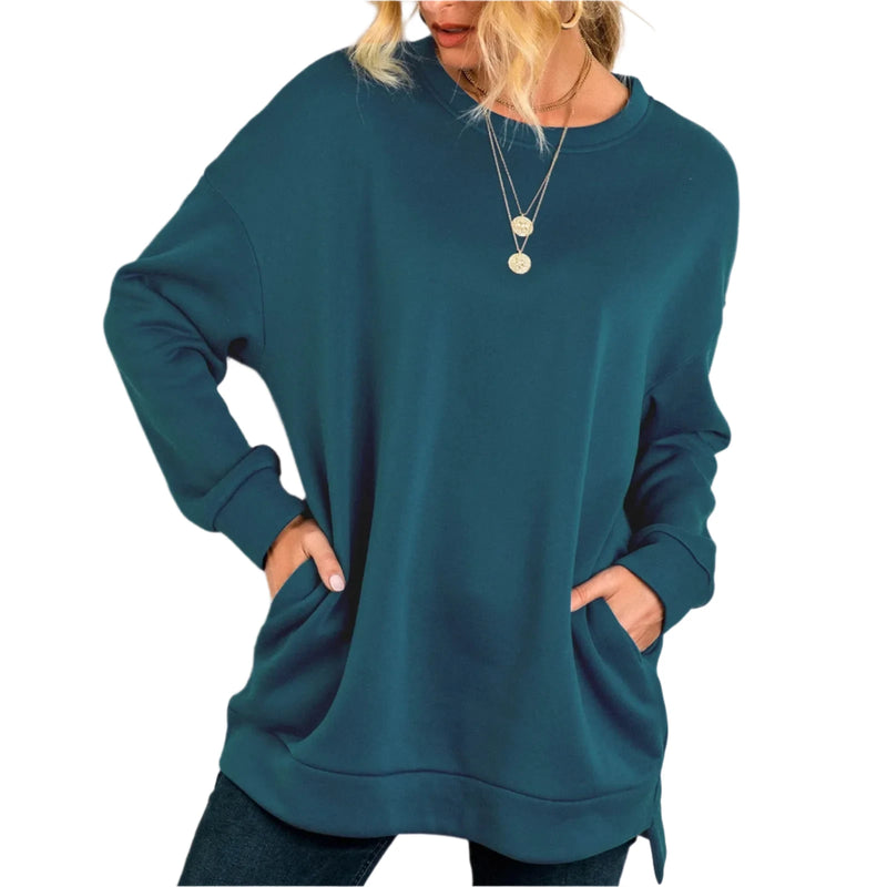 Women O Neck Fleece-line Sweatshirt