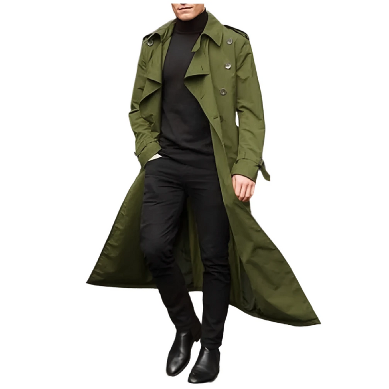 Men's Long Casual Trench Coat