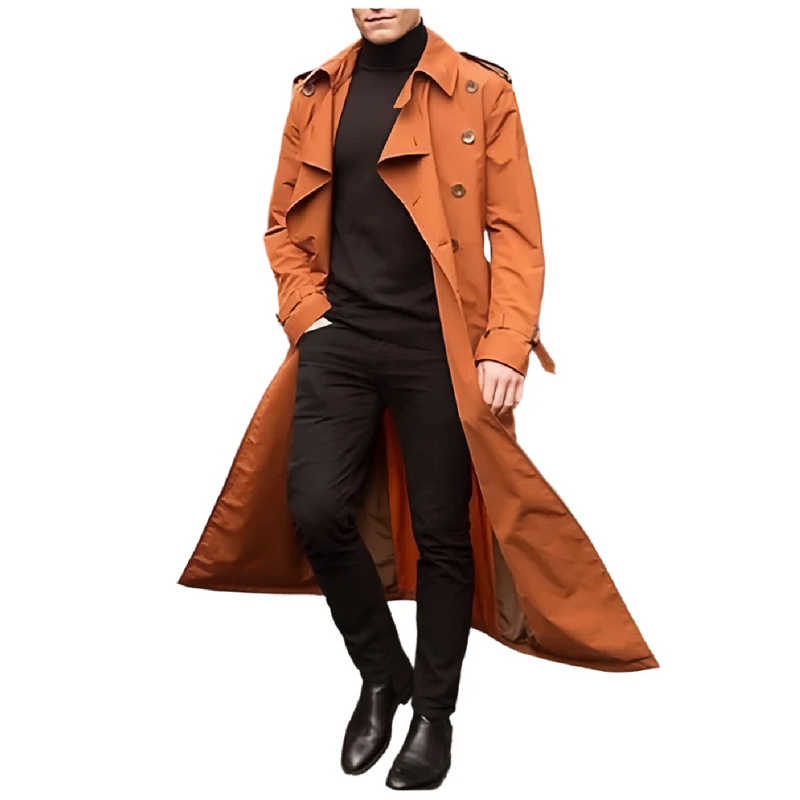 Men's Long Casual Trench Coat